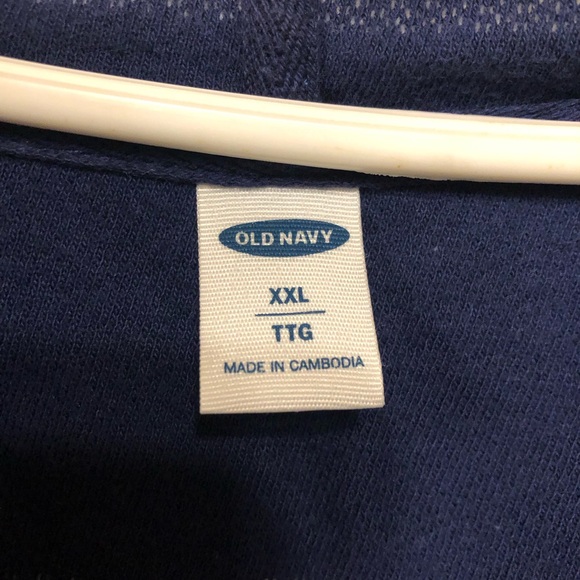 ☀️ Old Navy Short Sleeve Striped Slub Knit Terry Hoodie Size XL - Picture 5 of 11